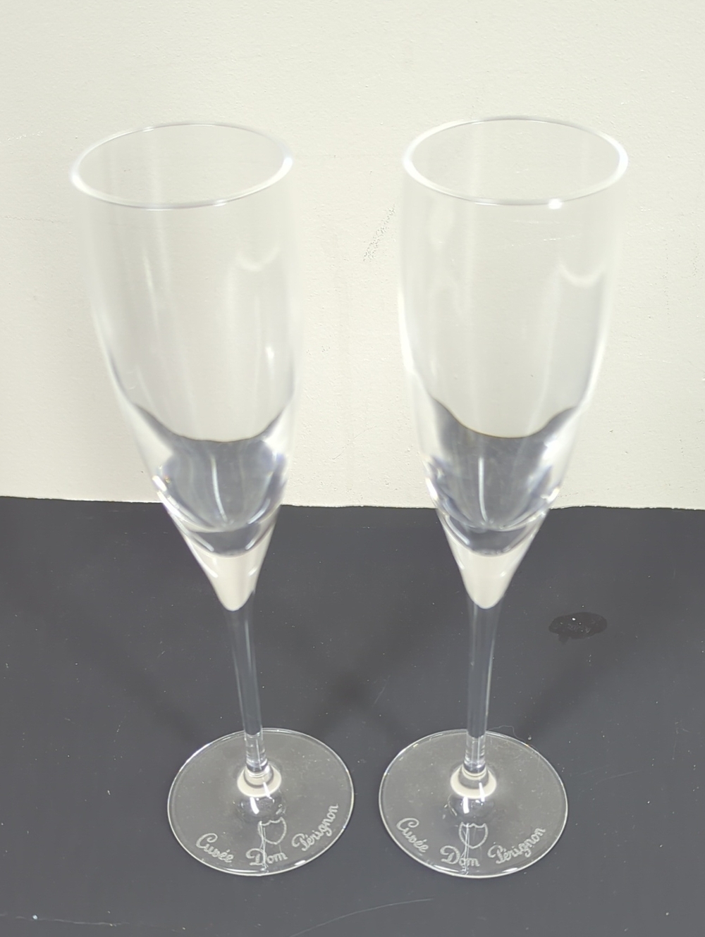 Cuvee Dom Perignon Clear Crystal Champagne Flutes - Pair